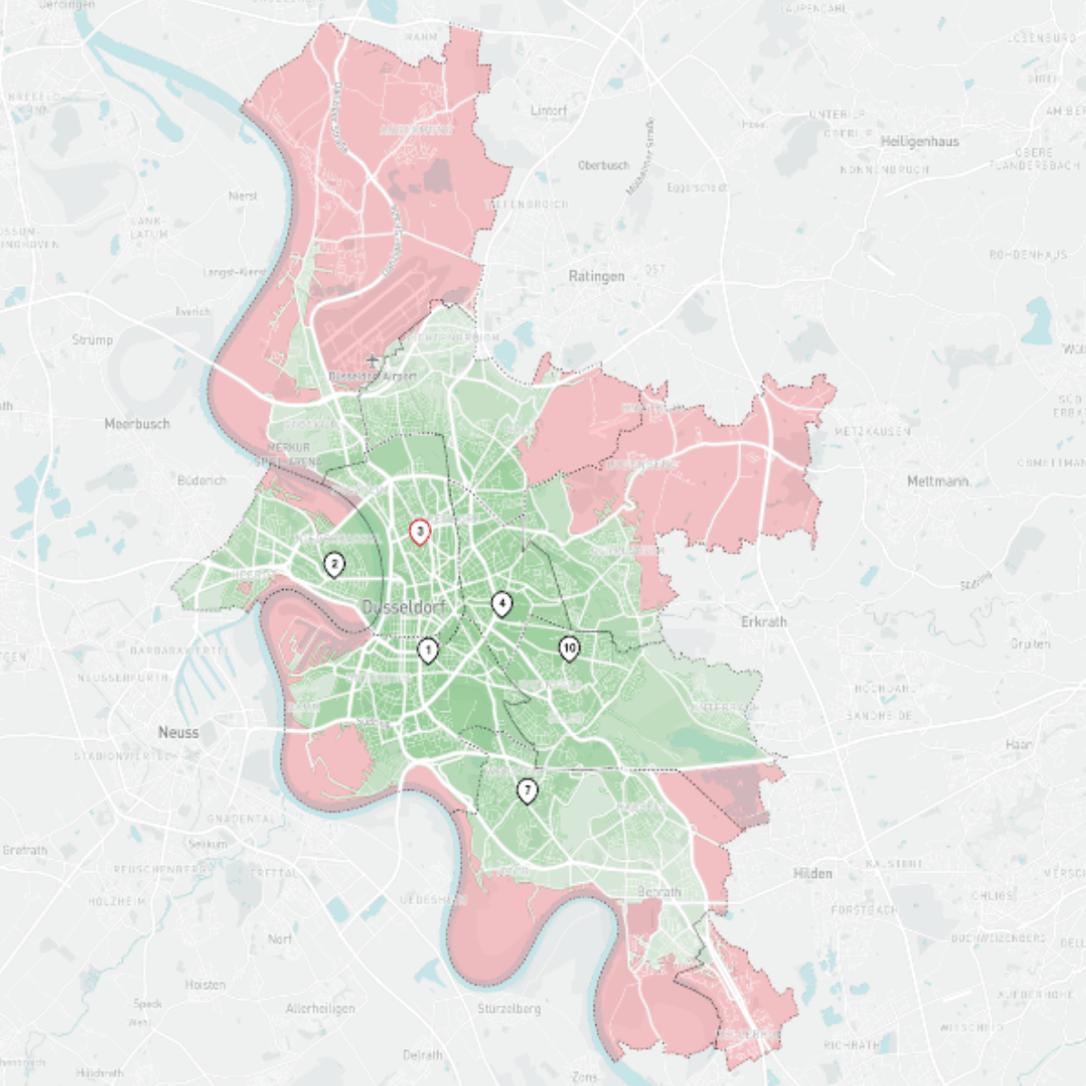 Ein Screenshot aus dem Standortplaner, den Ubilabs für die Feuerwehr Düsseldorf entwickelt hat