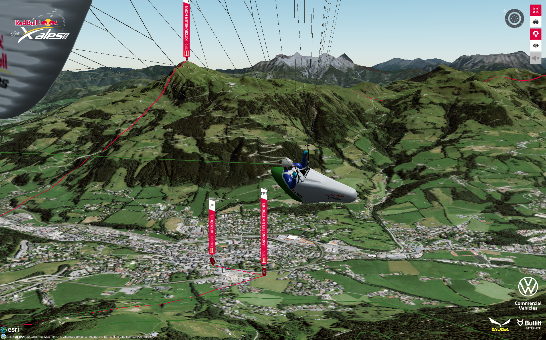 Close-up vom Paragliding im 3D-Tracking