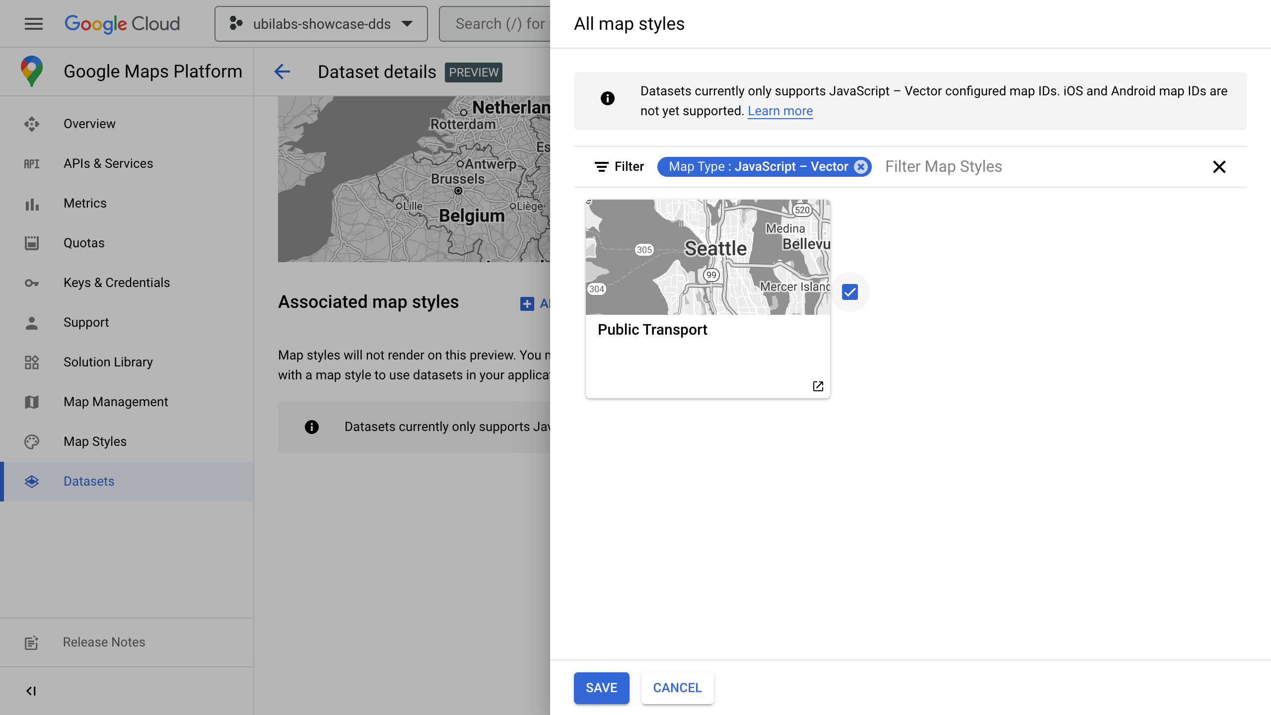 Wähle den Map Style aus, den du mit deinem Datensatz verknüpfen willst.