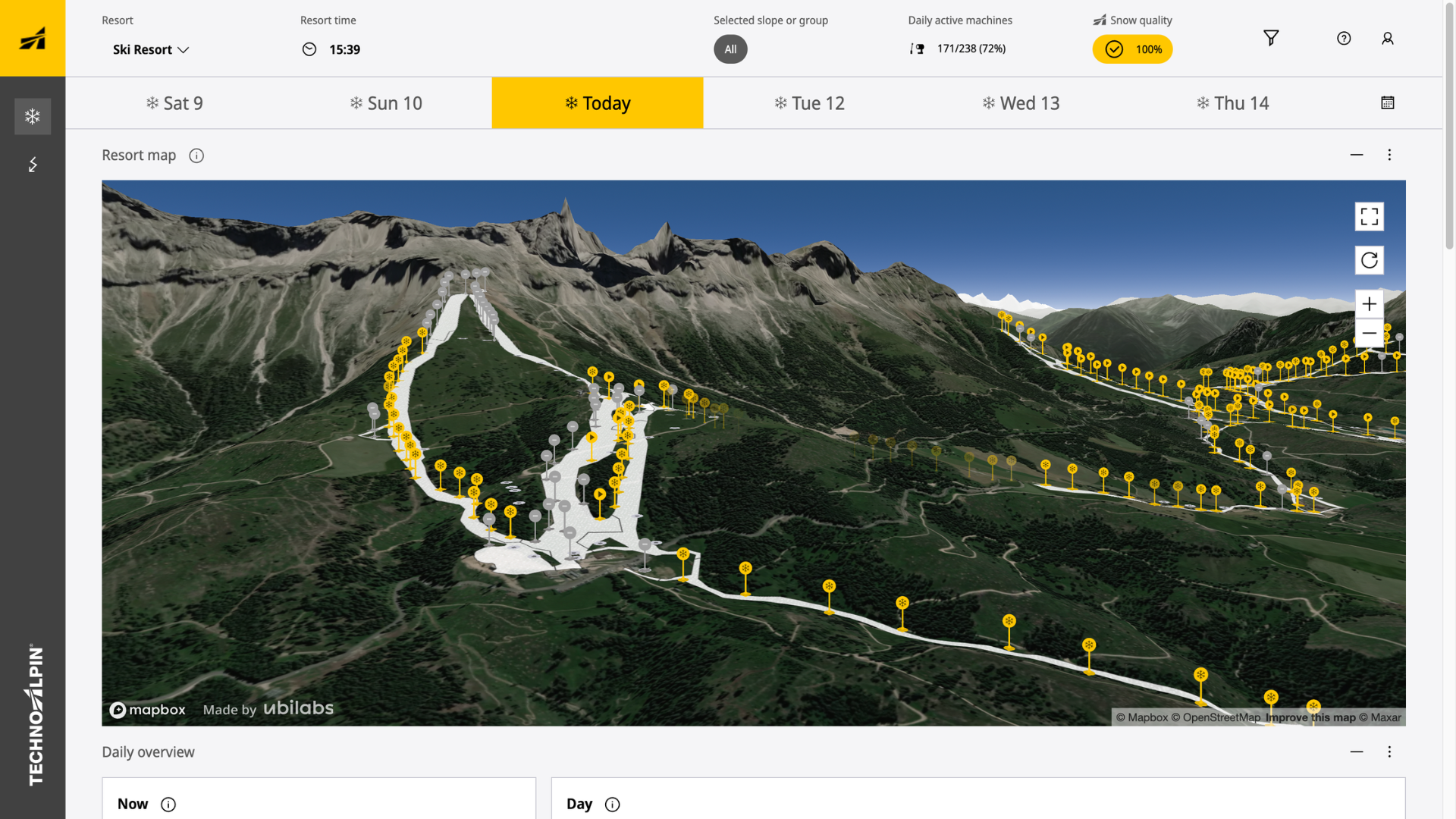 Screenshot des Kartenmoduls von TechnoAlpin in Ihrer Software SNOWMASTER