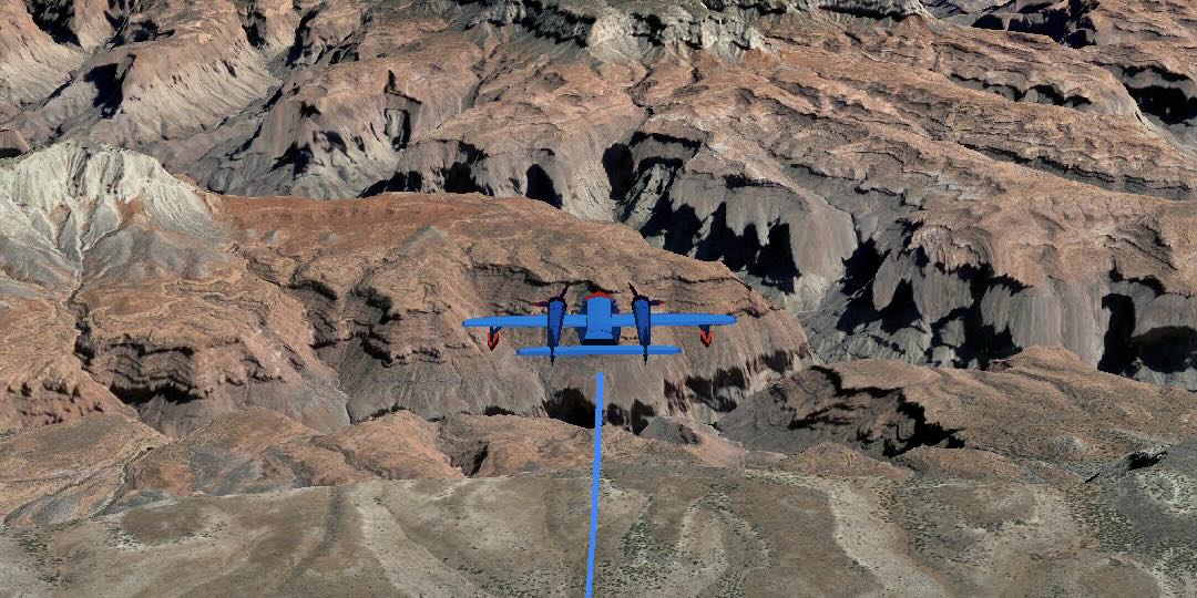 3D Animation Airplane above Grand Canyon